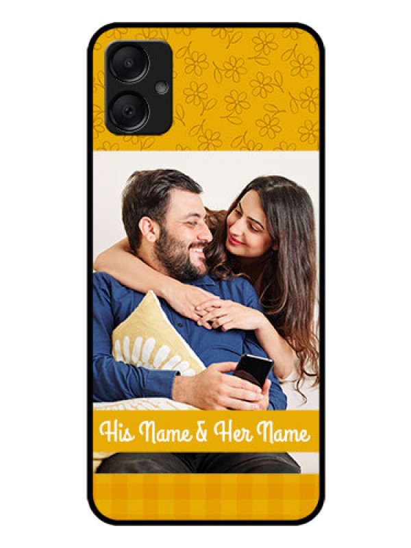 Custom Galaxy A05 Custom Glass Phone Case - Yellow Floral Design