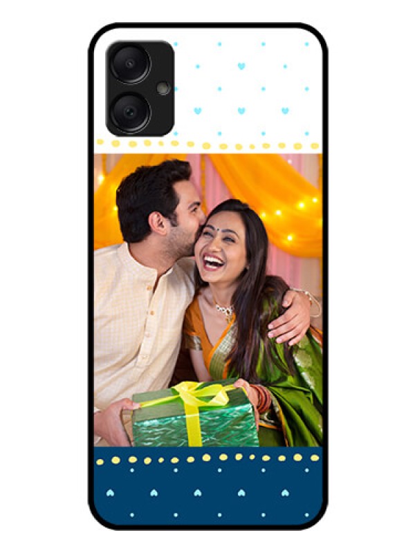 Custom Galaxy A05 Custom Glass Phone Case - White And Blue Abstract Design