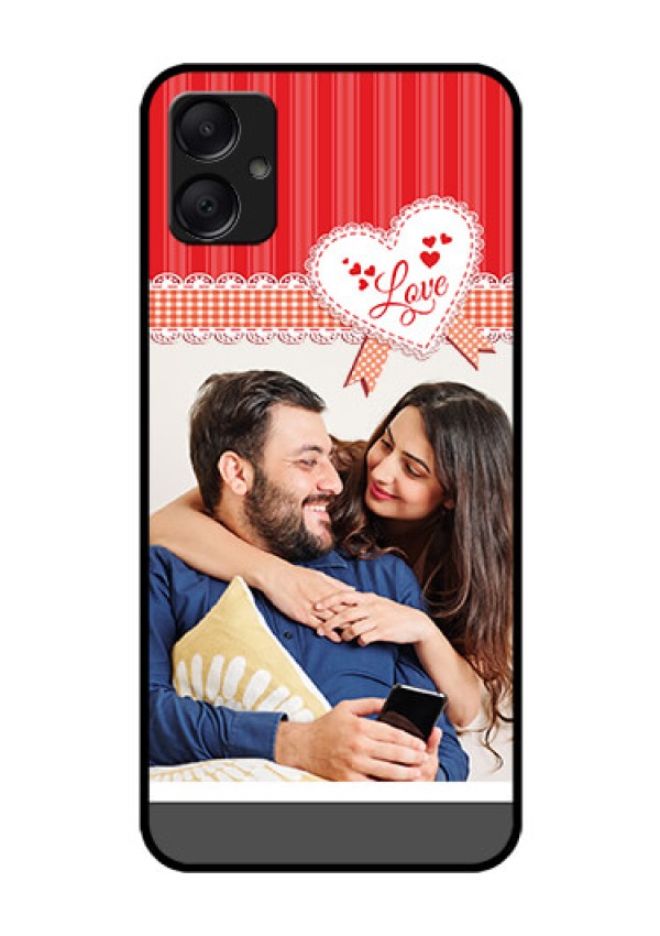 Galaxy A05 Custom Glass Phone Case - Red Love Pattern Design