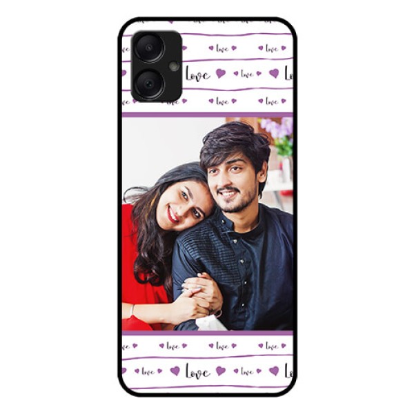 Galaxy A05 Custom Glass Phone Case - Couples Heart Design Galaxy A05 Custom Glass Phone Case - Couples Heart Design