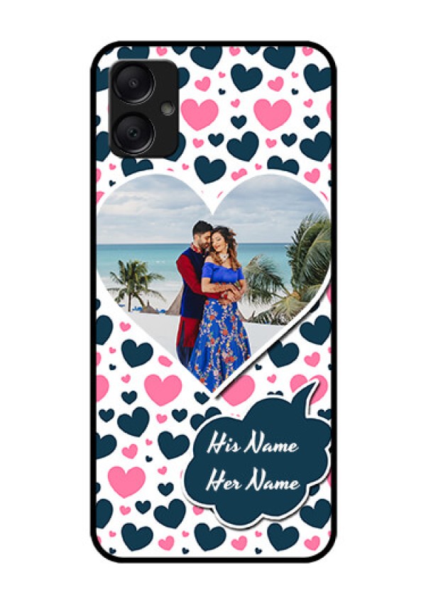 Galaxy A05 Custom Glass Phone Case - Pink & Blue Heart Design