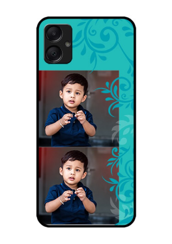 Galaxy A05 Custom Glass Phone Case - With Photo And Green Floral Design
