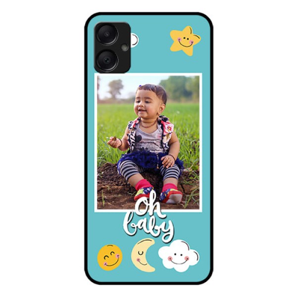 Galaxy A05 Custom Glass Phone Case - Smiley Kids Stars Design Galaxy A05 Custom Glass Phone Case - Smiley Kids Stars Design