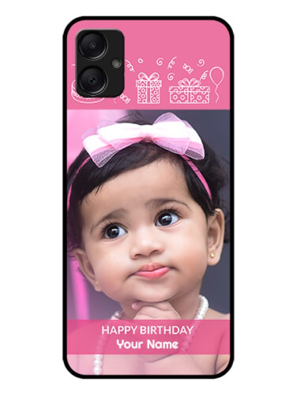 Custom Galaxy A05 Custom Glass Phone Case - With Birthday Line Art Design