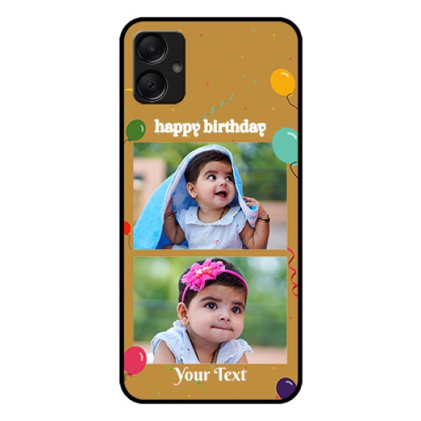 Galaxy A05 Custom Glass Phone Case - Image Holder With Birthday Celebrations Design