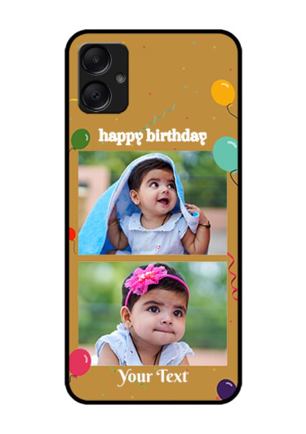 Galaxy A05 Custom Glass Phone Case - Image Holder With Birthday Celebrations Design