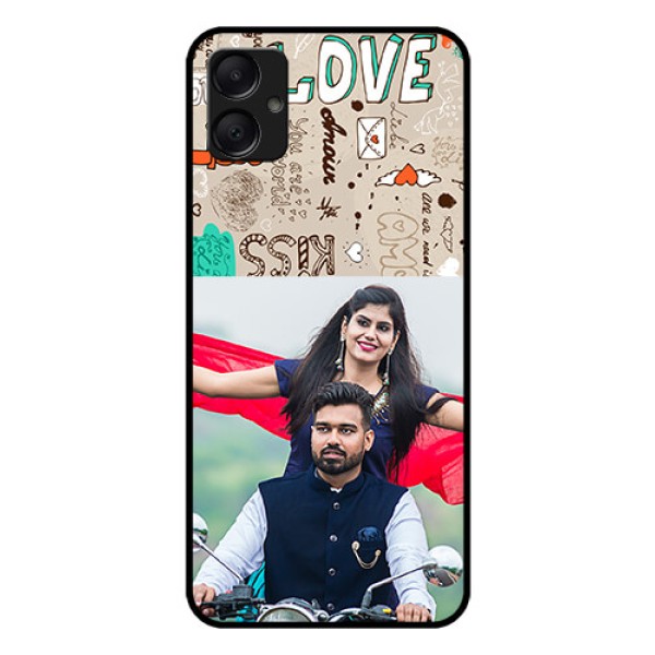 Galaxy A05 Custom Glass Phone Case - Love Doodle Pattern