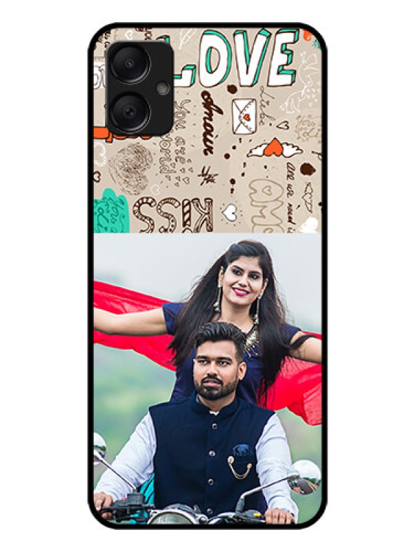 Custom Galaxy A05 Custom Glass Phone Case - Love Doodle Pattern
