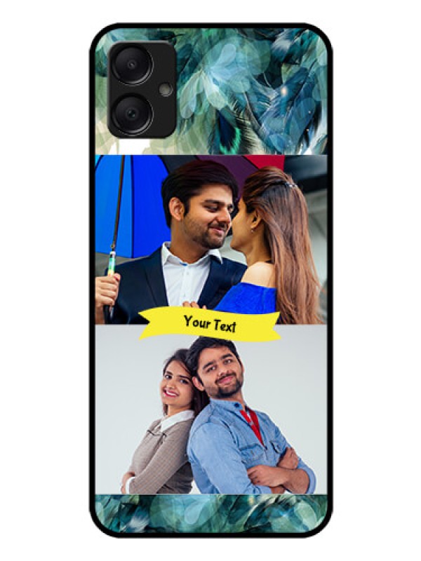 Custom Galaxy A05 Custom Glass Phone Case - Image With Boho Peacock Feather Design