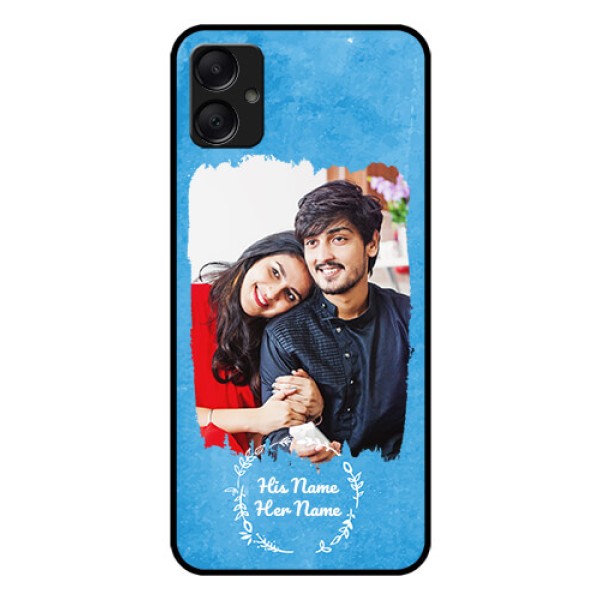 Galaxy A05 Custom Glass Phone Case - Blue Color Vintage Design Galaxy A05 Custom Glass Phone Case - Blue Color Vintage Design