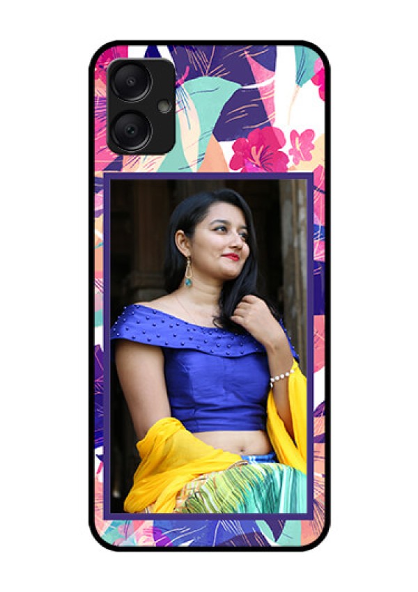 Galaxy A05 Custom Glass Phone Case - Abstract Floral Design