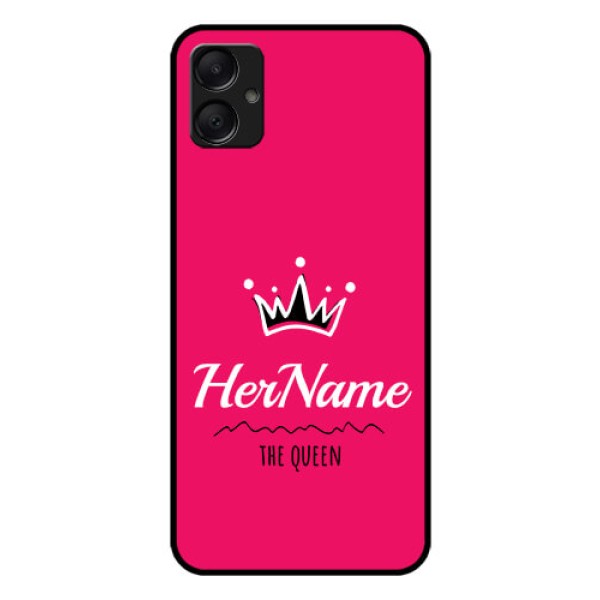 Galaxy A05 Custom Glass Phone Case - Queen With Name Design Galaxy A05 Custom Glass Phone Case - Queen With Name Design