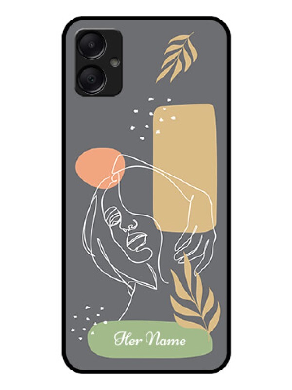Custom Galaxy A05 Custom Glass Phone Case - Gazing Woman Line Art Design