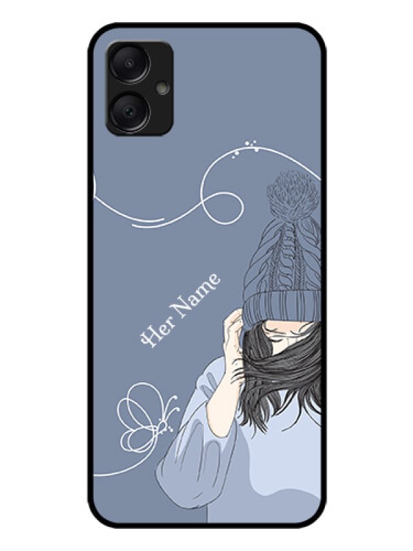 Custom Galaxy A05 Custom Glass Phone Case - Girl In Winter Outfit Design