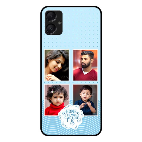 Galaxy A05 Custom Glass Phone Case - Cute Love Quote With 4 Pic Upload Design Galaxy A05 Custom Glass Phone Case - Cute Love Quote With 4 Pic Upload Design