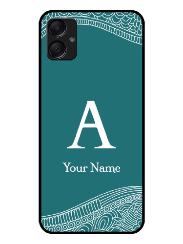 Custom Galaxy A05 Custom Glass Phone Case - Line Art Pattern With Custom Name Design