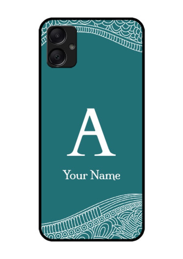 Galaxy A05 Custom Glass Phone Case - Line Art Pattern With Custom Name Design