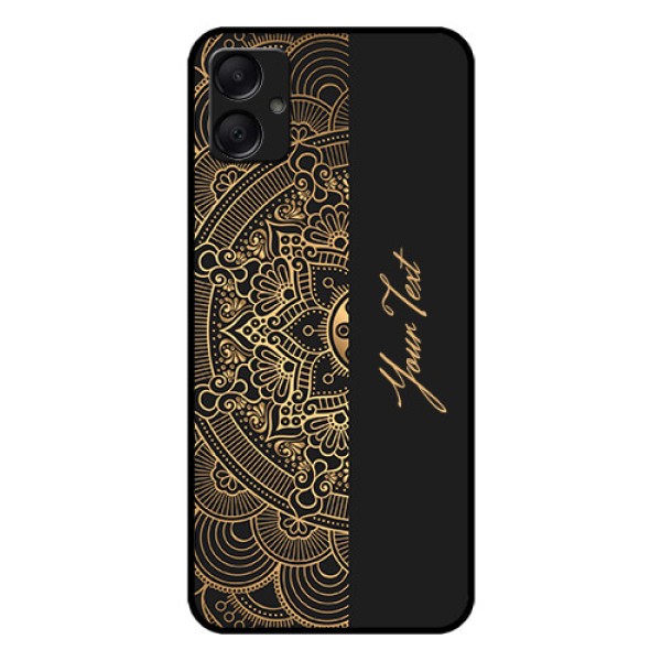 Galaxy A05 Custom Glass Phone Case - Mandala Art With Custom Text Design Galaxy A05 Custom Glass Phone Case - Mandala Art With Custom Text Design