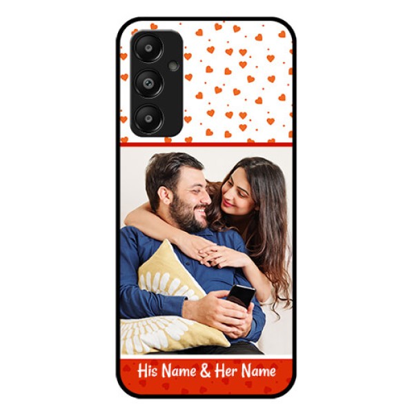 Galaxy A05s Custom Glass Phone Case - Orange Love Symbol Design
