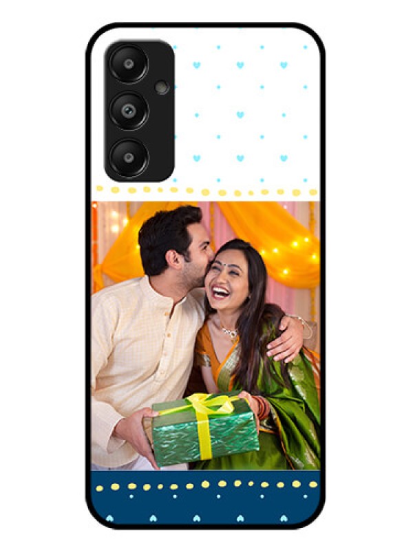 Custom Galaxy A05s Custom Glass Phone Case - White And Blue Abstract Design