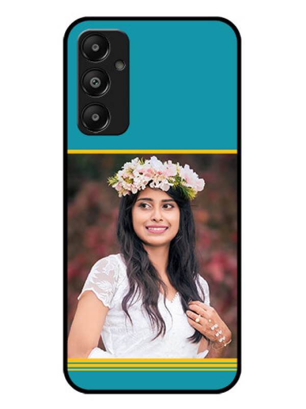 Custom Galaxy A05s Custom Glass Phone Case - Yellow & Blue Design