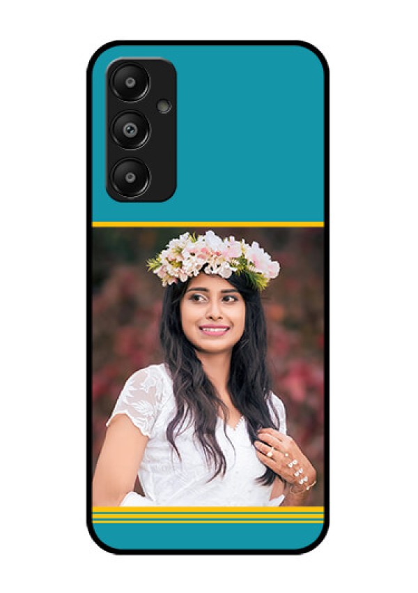 Galaxy A05s Custom Glass Phone Case - Yellow & Blue Design