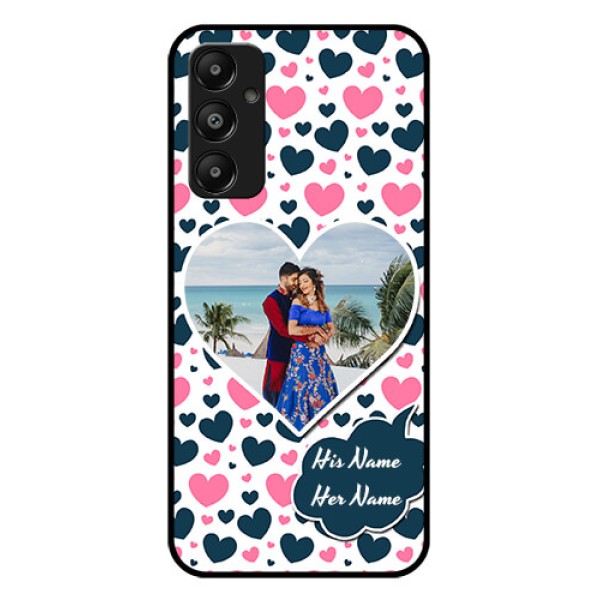 Galaxy A05s Custom Glass Phone Case - Pink & Blue Heart Design Galaxy A05s Custom Glass Phone Case - Pink & Blue Heart Design