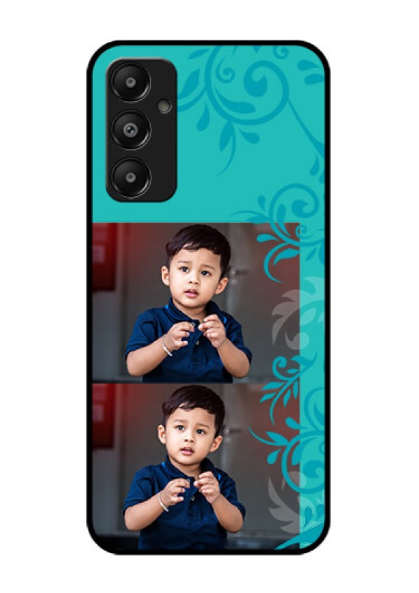 Galaxy A05s Custom Glass Phone Case - With Photo And Green Floral Design
