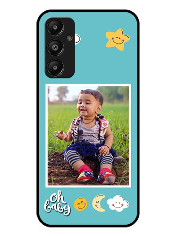 Custom Galaxy A05s Custom Glass Phone Case - Smiley Kids Stars Design