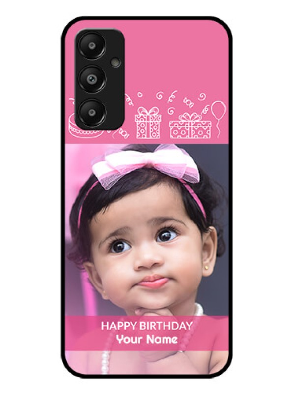 Custom Galaxy A05s Custom Glass Phone Case - With Birthday Line Art Design
