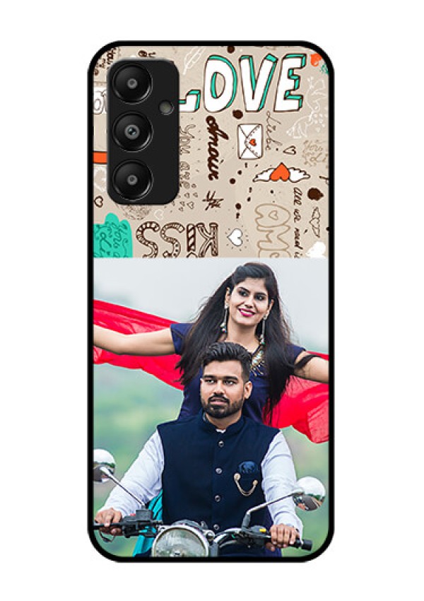 Galaxy A05s Custom Glass Phone Case - Love Doodle Pattern