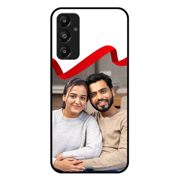 Galaxy A05s Custom Glass Phone Case - Red Ribbon Frame Design