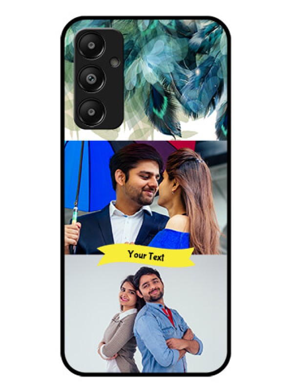 Custom Galaxy A05s Custom Glass Phone Case - Image With Boho Peacock Feather Design