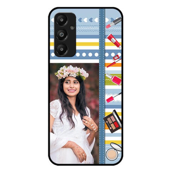 Galaxy A05s Custom Glass Phone Case - Makeup Icons Design