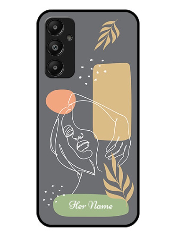 Custom Galaxy A05s Custom Glass Phone Case - Gazing Woman Line Art Design
