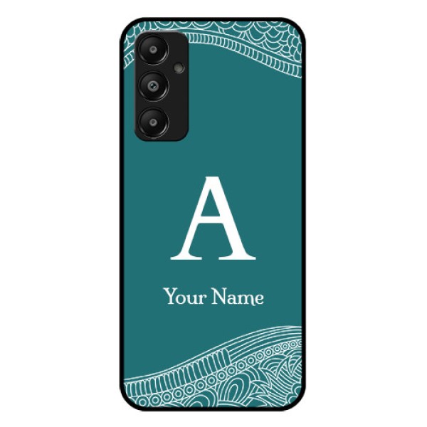 Galaxy A05s Custom Glass Phone Case - Line Art Pattern With Custom Name Design Galaxy A05s Custom Glass Phone Case - Line Art Pattern With Custom Name Design