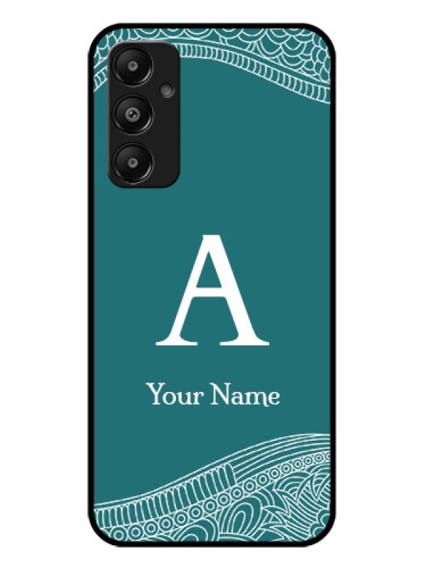 Custom Galaxy A05s Custom Glass Phone Case - Line Art Pattern With Custom Name Design