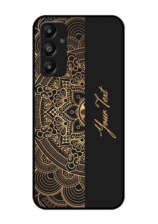 Galaxy A05s Custom Glass Phone Case - Mandala Art With Custom Text Design