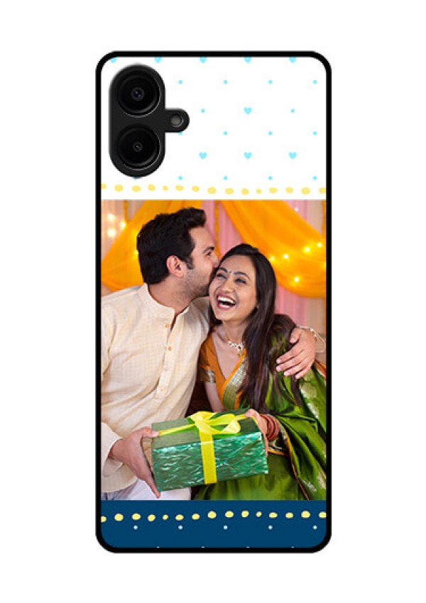 Samsung Galaxy A06 Custom Glass Phone CaseWhite And Blue Abstract Design