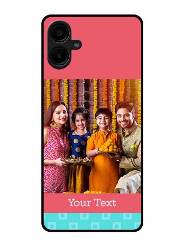 Custom Samsung Galaxy A06 Custom Glass Phone CasePeach and Blue Color Design