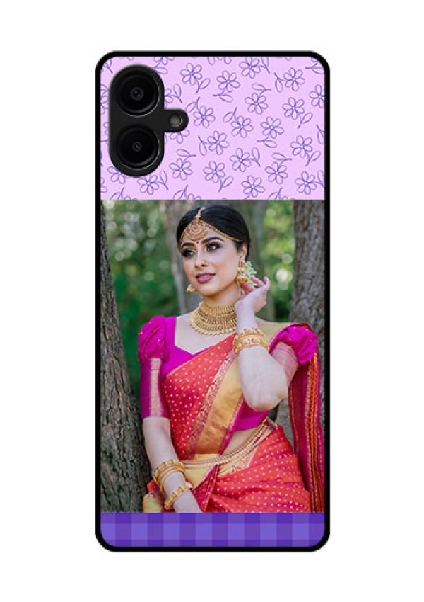 Samsung Galaxy A06 Custom Glass Phone CasePurple Floral Design