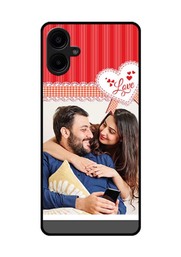 Samsung Galaxy A06 Custom Glass Phone CaseRed Love Pattern Design