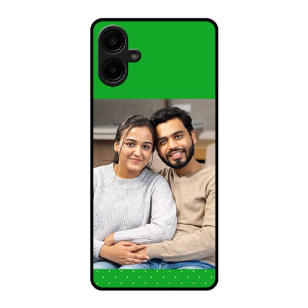 Samsung Galaxy A06 Custom Glass Phone CaseGreen Pattern Design Samsung Galaxy A06 Custom Glass Phone CaseGreen Pattern Design