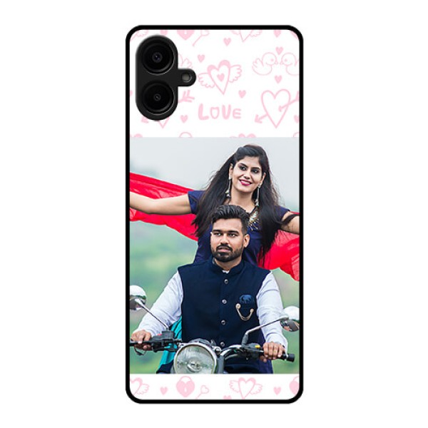 Samsung Galaxy A06 Custom Glass Phone CasePink Flying Heart Design Samsung Galaxy A06 Custom Glass Phone CasePink Flying Heart Design