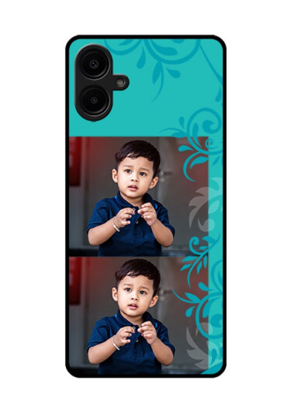 Samsung Galaxy A06 Custom Glass Phone CaseWith Photo And Green Floral Design