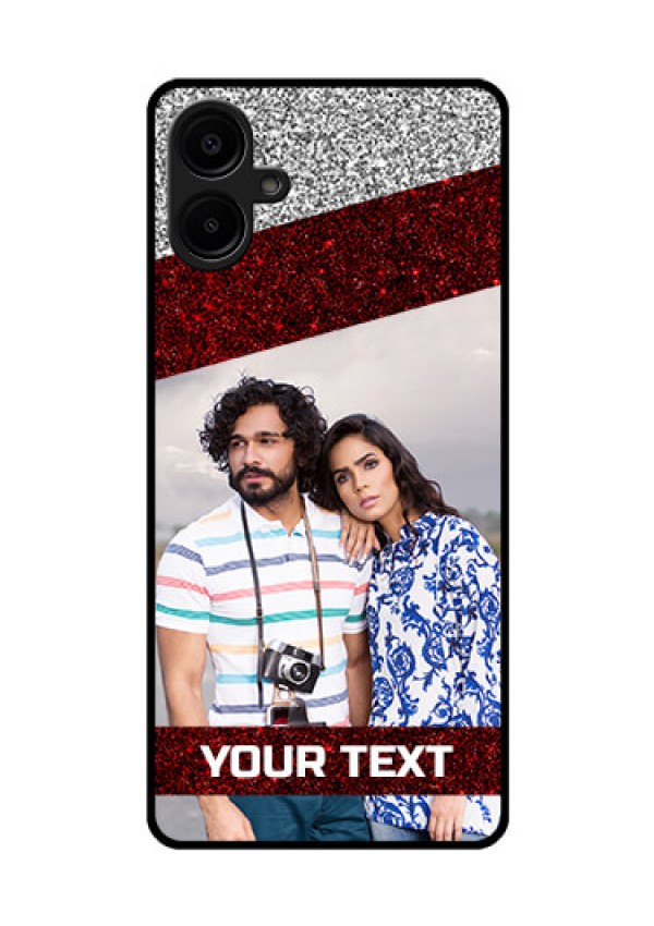 Samsung Galaxy A06 Custom Glass Phone CaseImage Holder With Glitter Strip Design