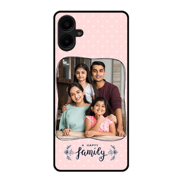 Samsung Galaxy A06 Custom Glass Phone CaseFamily With Dots Design Samsung Galaxy A06 Custom Glass Phone CaseFamily With Dots Design