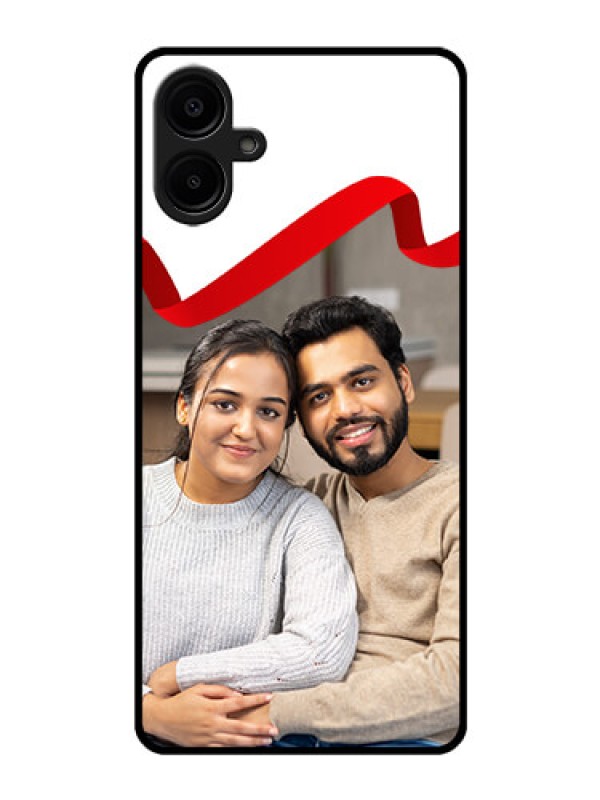 Custom Samsung Galaxy A06 Custom Glass Phone CaseRed Ribbon Frame Design