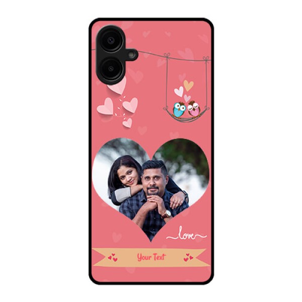 Samsung Galaxy A06 Custom Glass Phone CasePeach Color Love Design Samsung Galaxy A06 Custom Glass Phone CasePeach Color Love Design