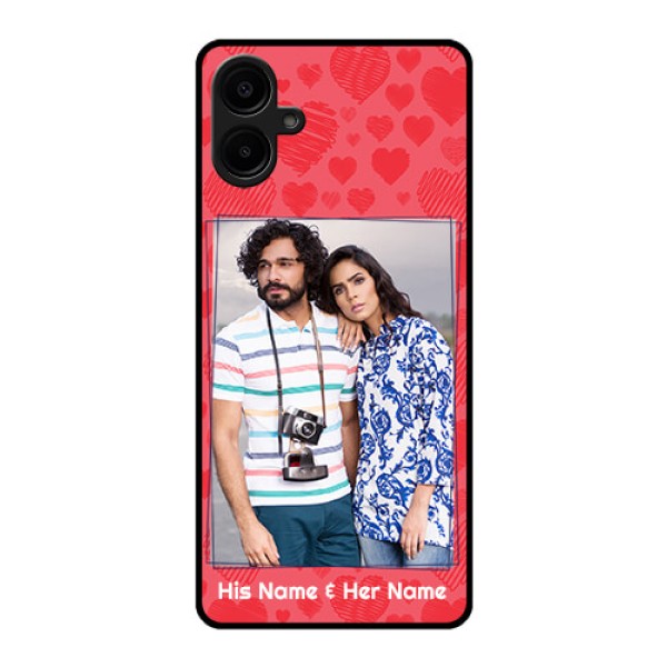 Samsung Galaxy A06 Custom Glass Phone CaseWith Red Heart Symbols Design Samsung Galaxy A06 Custom Glass Phone CaseWith Red Heart Symbols Design